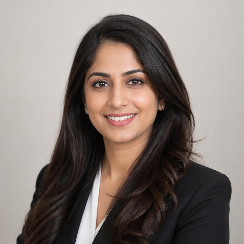 Portrait of Priya Nair, Portfolio builder